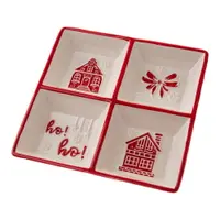 Bol mic alb pentru servire din ceramică cu model de Crăciun Christmas cottage – Dakls