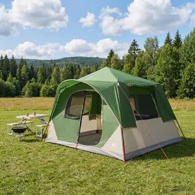 vidaXL Cort Instant Verde 365 x 380 x 200 cm Poliester și oțel
