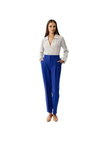 Pantaloni eleganti de dama Anigran S356 albastru floarea-cornului - Albastru inchis