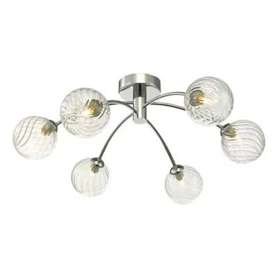 Plafoniera Izzy 6lt Semi Flush Polished Chrome Twisted Glass