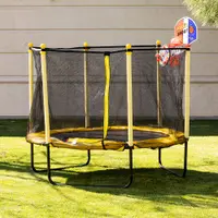 Trambulina Chipolino Sporty yellow 140 cm cu cos de baschet
