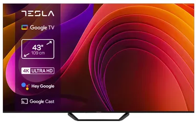 Televizor smart Tesla – 43E655BUS, 43'', 4K, UHD, DLED, Dolby Vision, 2x10W, Google TV, negru