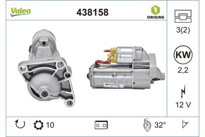 Electromotor (12v, 2,2kw) Potrivit Nissan Interstar, Kubistar, Primastar; Opel Movano A, Vivaro A; Renault Avantime, Espace Iii, Laguna Ii, Master Ii, Trafic Ii, Vel Satis 1.5d 2.2d 2.5d 09.00