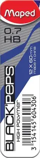 Creioane mecanice Maped Black'Peps - 0.7 mm, HB, 12 bucăți