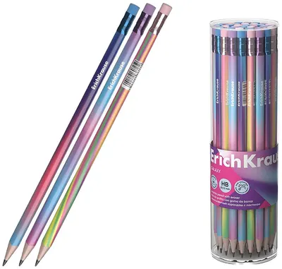 Creioane grafit cu radieră Erich Krause Galaxy - HB, în tub, 42 buc