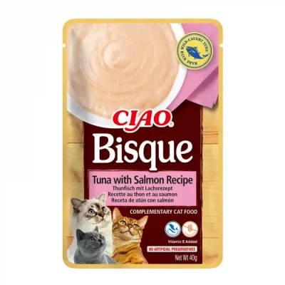 Hrana umeda pentru pisici Ciao Bisque cu ton somon 40 gr