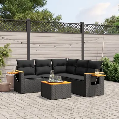 Gossi set mobilier de gradina cu perne, 6 piese, negru, poliratan