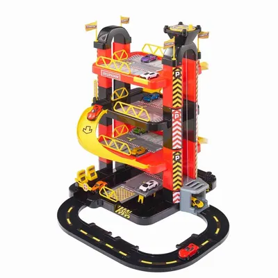 Set de joaca Teamsterz, Metro City, Garaj cu 4 etaje si 5 masinute, 60 cm