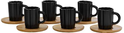 Set de cești de espresso Maison - Cactus, 6 buc., 80 ml, negre