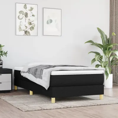 vidaXL Cadru de pat cu arcuri țesătură neagră 90x200 cm