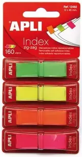 Notite index APLI - 4 culori neon, 12 х 45 mm, 160 bucati