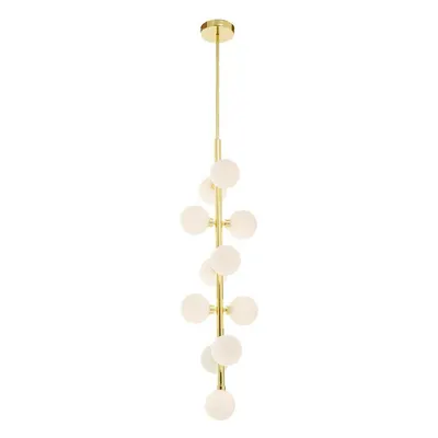 Lustră albă/aurie din metal cu abajur din sticlă ø 27 cm Trieste – Premier Housewares