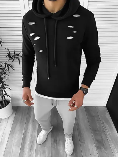 Hanorac barbati negru slim fit 2728 44-2