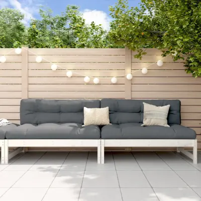 vidaXL Canapele de mijloc grădină 2 buc. alb 120x80 cm lemn masiv pin