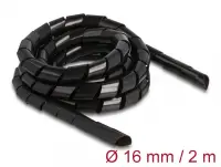 Organizator cabluri spiralat 2m x 16mm Negru, Delock 19024