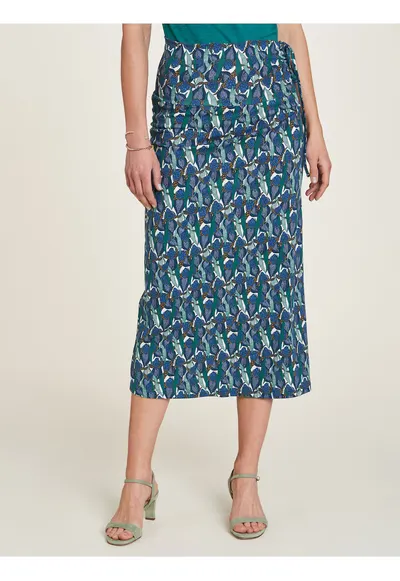 Fusta midi drepta cu imprimeu floral