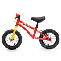 Bicicleta copii fara pedale Meteor Fireman 12 inch, scaun si ghidon reglabile pe inaltime, manere antiderapante, frana pe spate, roti gonflabile mari, greutate maxima utilizator 30 kg