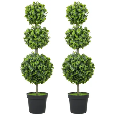 HOMCOM Plante artificiale în ghiveci, frunze din plastic, pământ flocos, Verde | Aosom Romania