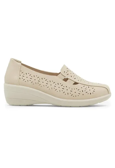 Mocasini material textil - bej