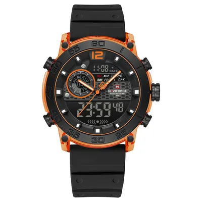 Ceas Bărbați Naviforce 6104 Negru-Portocaliu - Design Sport, Funcții Multiple, Alarmă, Rezistent la Apă 5ATM
