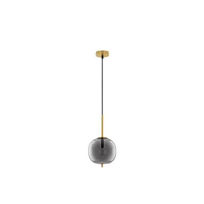Lampa suspendata LATO Alama aurie Metal & Fumuriu Sticla Negru Fabric Wire LED E14 1x5W 230V IP20 Fara bec Inaltime ajustabila