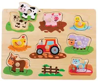 Puzzle din lemn cu manere si indicii Lelin - Ferma