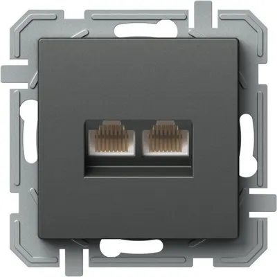 Logiq Priza Date Dubla 1P RJ45 CAT6 Antracit, TEM Modul TEM-KQ41ATXO-U