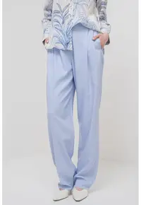 Pantaloni drepti cu talie inalta - Albastru pastel