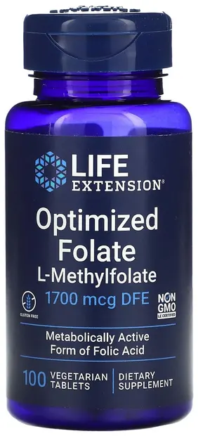 Optimized Folate, 100 comprimate, Life Extension