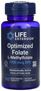 Optimized Folate, 100 comprimate, Life Extension