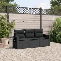 Gossi set mobilier de gradina cu perne, 3 piese, negru, poliratan