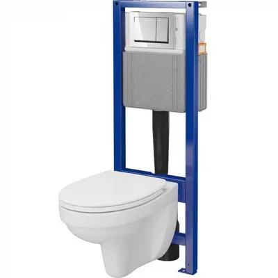 Rezervor WC incastrat + vas WC + capac, set Cersanit, clapeta actionare inclusa Cersania