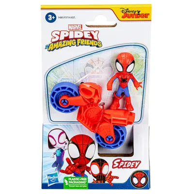 Figurina cu motocicleta Hasbro Spidey si Prietenii
