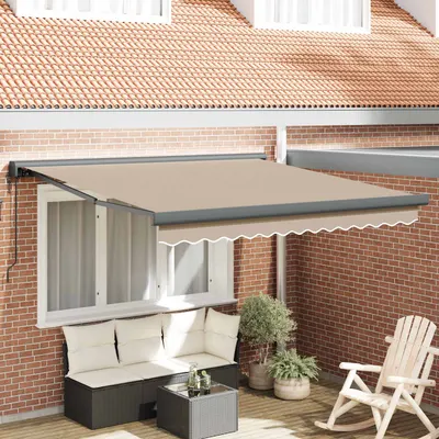 vidaXL Copertină retractabilă Bej 350 x 250 cm Stofă și Metal