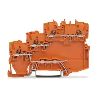 3-conductor sensor/actuator terminal block; for NPN-(low-side) switching actuators; with ground contact; with colored conductor entries; 1 mm²; Push-in CAGE CLAMP®; 1,00 mm²; orange