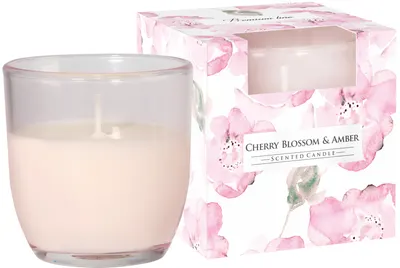 Lumânare parfumată Bispol Aura - Cherry Blossom & Amber, 100 g