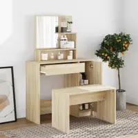 vidaXL Set măsuță de toaletă, stejar sonoma, 86,5x35x136 cm
