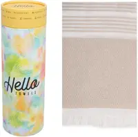 Prosop de plajă în cutie Hello Towels - New Collection, 100 x 180 cm, 100% bumbac, bej