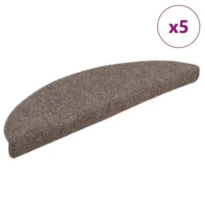 vidaXL Covorașe autoadezive pentru scări, 5 buc., 56x17x3 cm, bej, semirotunde