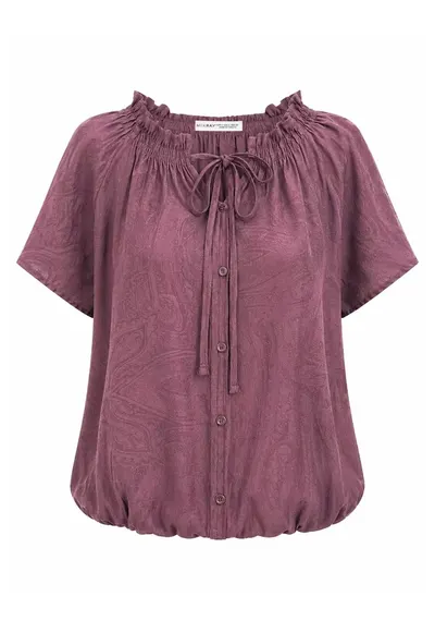 Bluza dama - regular fit - imprimeu Paisley - mov - material subtire