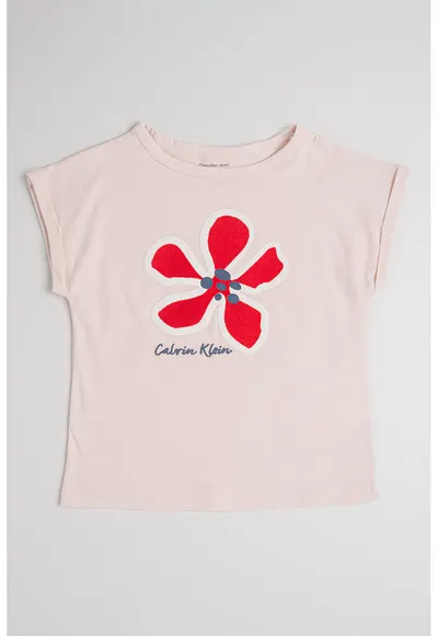 Tricou cu imprimeu floral - Roz pal