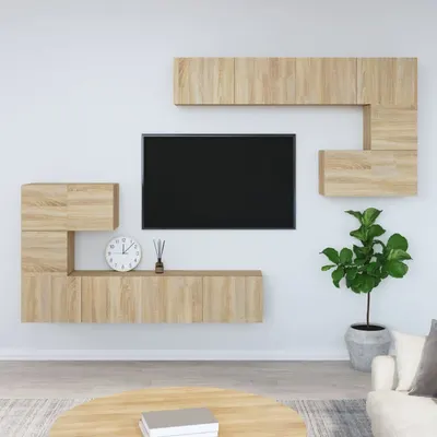 vidaXL Dulap TV montat pe perete, stejar sonoma, lemn prelucrat