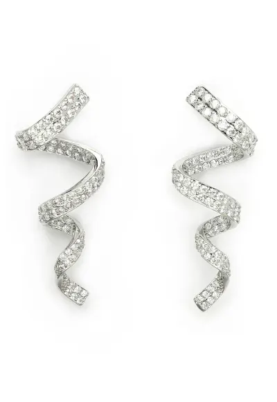 Cercei drop cu zirconia - Transparent - Argintiu/Transparent