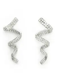 Cercei drop cu zirconia - Transparent - Argintiu/Transparent