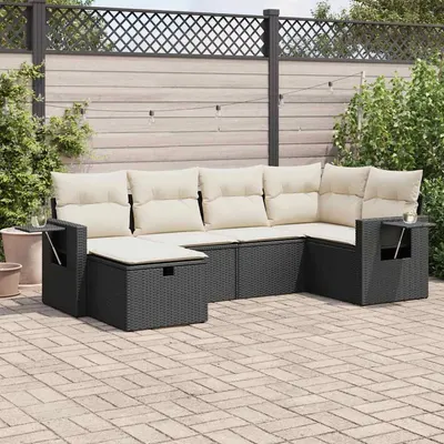 Gossi set mobilier de gradina cu perne, 6 piese, negru, poliratan