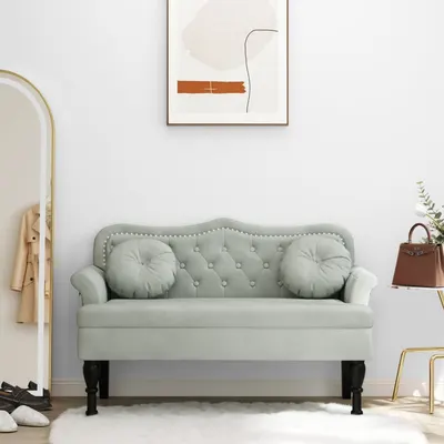 vidaXL Bancă cu perne gri deschis 120,5x65x75 cm catifea