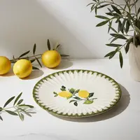 Farfurie ceramică Morello - Lemons, 27 cm, Margine verde