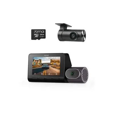 Camera auto cu lentila duala + camera spate RC24 70Mai T800-2-128G, 4K, WiFi 6, ecran 3 inch, GPS, HDR, ADAS, 146 grade, preinregistrare, night vision, slot card, microfon si difuzor, control prin aplicatie, card inclus 128 GB