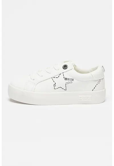 Pantofi sport din piele ecologica cu varf rotund - Alb