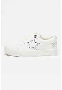 Pantofi sport din piele ecologica cu varf rotund - Alb